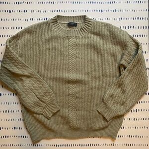 T Tahari Sage Green Cable Knit Sweater
